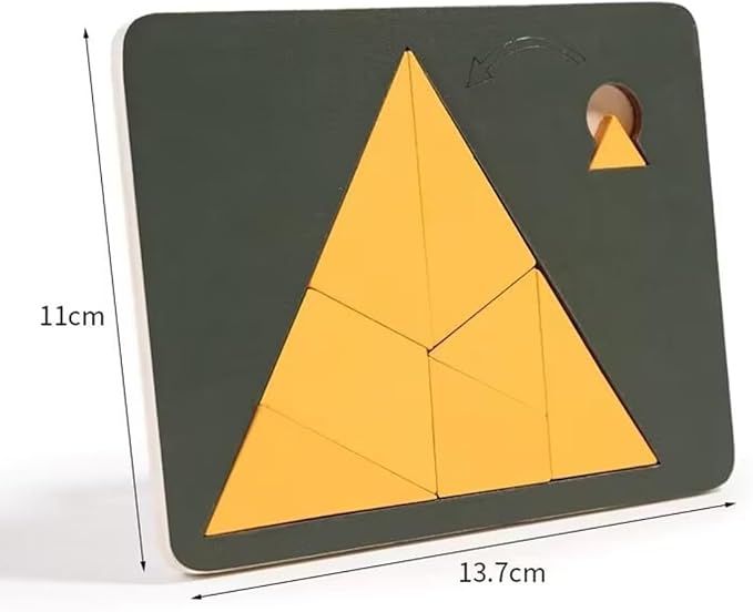 Wooden Triangle Puzzle Brain Teaser, Disappearing Square & Triangle Illusion Game, Irregular Shape Wooden Block Jigsaw for Adults & Kids, Mind Challenge Logic Puzzle Toy (Triangle)