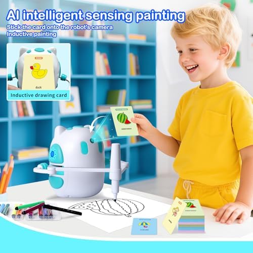 Drawing Robot for Kids 150 Educational Cards Smart Drawing Robot Voice Interactive Partner Montessori Painting Toy for Boys & Girls Ages 3-8 Perfect for Birthdays Christmas and Learning Fun - Image 3