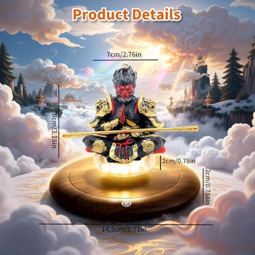Levitating Display, 360°Magnetic Levitation Rotating Base Black Myth Floating Decor with Touch LED Light Magnetic Floating Display Kit & Figure Stand for Collectibles, Kids, Adults - Image 2