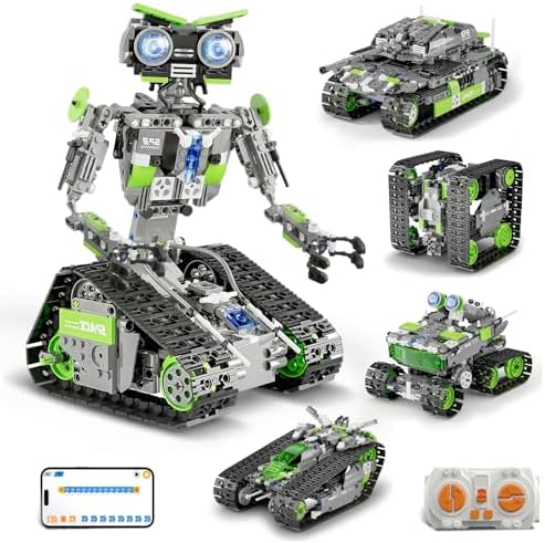 DOLIVE 5 in 1 STEM Robotics Kit, Building Block Set for Kids Ages 8-14, Remote Control and App Controlled Robot/Tank/Transporter/Scout/Engineering Vehicles, Birthday Gift for 8 9 10 11 12+ Years Old - Image 2