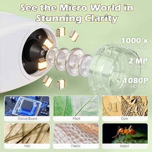 Alotwan Kids Microscope Handheld, Digital 1000X Zoom Pocket Microscope - Image 3