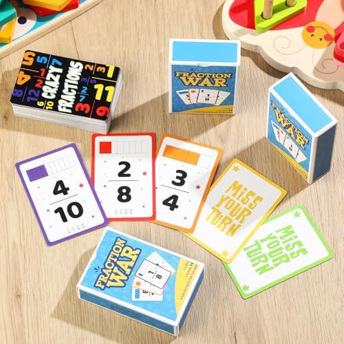 5 Pcs Fraction War Flash Card Wars Fun Fraction Math Game to Learn - Image 4