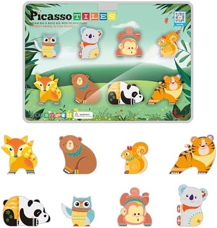 PicassoTiles Magnetic Tiles Forest Animal Characters, Tile Add-Ons, Age 3+ by PicassoTiles