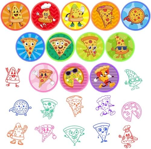 Cinrobiye 24 Pcs Pizza Stampers Party Favor Set, Cute Food Pizza Stamps for Kids Birthday Party, Classroom Rewards, Carnival Prizes, Goody Bag Fillers, Pizza Themed Party Supplies - Image 3