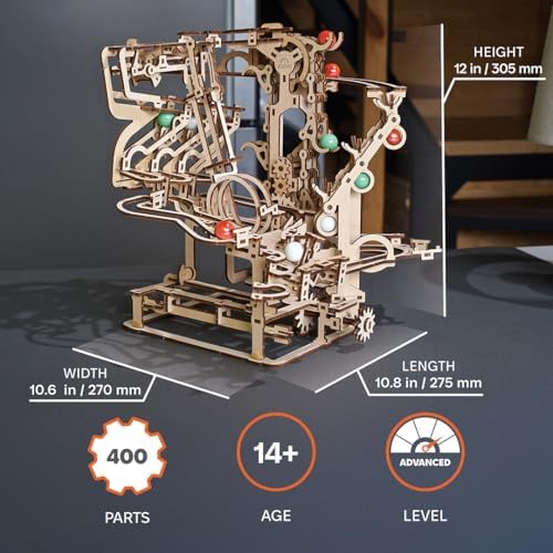 UGEARS Marble Run Chain Hoist, Model Kit, 3D Puzzle, Models for Adults to Build Mechanical Engineering Kit Brain Teaser, Hobby Set - Image 2