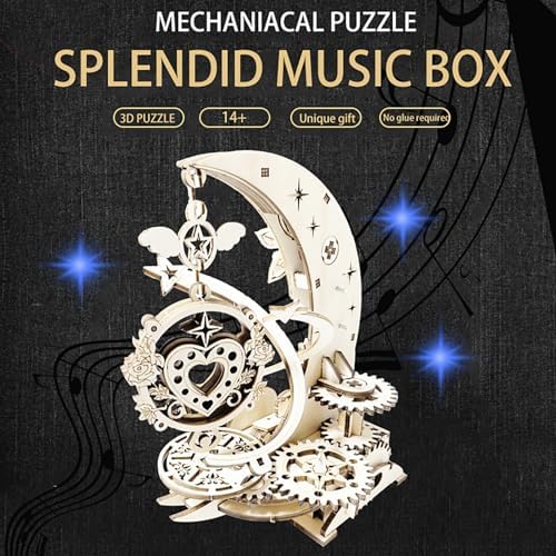 Wooden 3D Puzzle for Adults Mechanical Music Box Model Kits Wood DIY Crafts Kit Jigsaw Puzzle for Age 14+ Years Old - Image 2