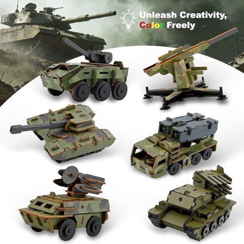 3D Wooden Puzzle for Adults –6 Pack DIY Wooden Military Vehicles Model Kits for Adults to Build, Brain Teaser Puzzles Wood Crafts for Teens, Creative Gift Ideas for Birthday & Christmas - Image 5