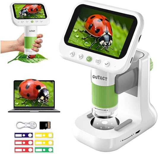 Digital Microscope for Kids,4.3" HD Screen Portable Microscope with 8 LED Lights,Educational STEM Science Toys with 8G SD Card for Photo/Video,Birthday Gifts for Boys Girls