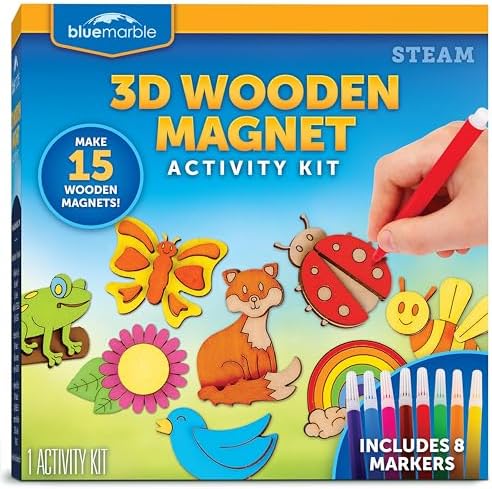 Blue Marble Wooden Magnet Painting Craft Kit with 15 Nature Designs by BlueMarbleToys