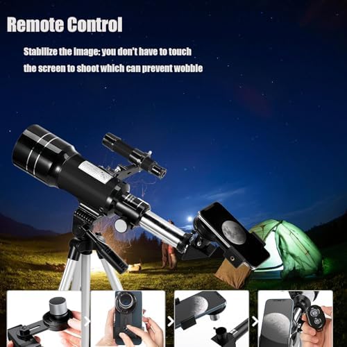 Telescope for Kids & Adults, 70mm Aperture 300mm Telescopes for Astronomy Beginners, 15X-150X Magnification Portable Refractor Telescope with Adjustable Tripod, Phone Adapter - Image 4