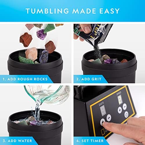 NATIONAL GEOGRAPHIC Professional Rock Tumbler Kit - Complete Rock Tumbler for Adults & Kids with Durable 2 Lb. Barrel, Rocks, Grit, and Patented GemFoam Finishing Foam Polish, Rock Polisher - Image 3