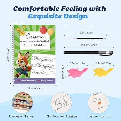 AALGO 3 Pack Magic Grooved Cursive Handwriting Workbook,Cursive Workbook for Kids 8-12 - Image 3