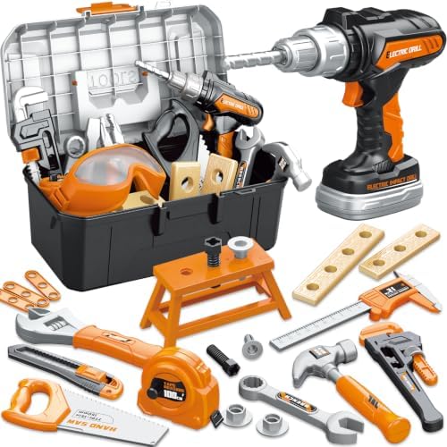 Kids Tool Set, Toddler Tool Box, Toy Drill, Construction Toys for Ages 3-5 by HODURGYI