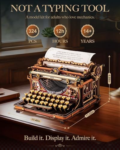 ROKR 3D Wooden Puzzles for Adults, Vintage Typewriter Model Kits - Image 3