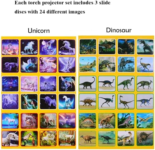 Georgie Porgy Slide Torch Projector Toys Flashlight for Kids Educational Toys Science Set Wall Ceiling Tents Night Lamp Gifts for Boys Girls (Dinosaur + Unicorn) - Image 5