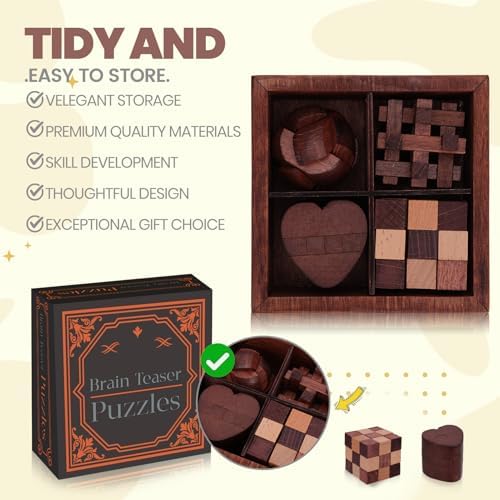 Mytothfy Wooden Brain Teaser Puzzles for Adults Teens, 3D Puzzle Game Toys - Image 4
