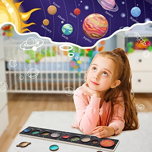 Zeoddler Solar System Puzzle for Kids 3-6, Wooden Space Toys for Kids, Planets for Kids, Preschool Learning Activities, Gift for Boys, Girls - Image 2