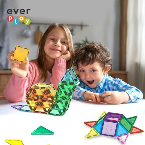 Magnetic Tile Building Blocks for Kids Construction Pretend Play STEM Educational Learning Preschool Toys Magnet Tiles Stacking Block Creative Playset Toddlers Boys Girls Ages 3 and up EB24 - Image 2