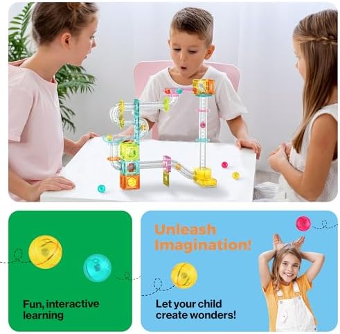 PicassoTiles Magnet Tile Building Block 80pc Marble Run Race Track Travel Size Pretend Play Toy With Launcher Lifter STEM Education Learning Magnetic Tiles Construction Kit School Boys Girls 3+ PTMG80 - Image 5