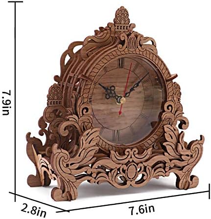 OWNONE1 Wooden 3D Puzzle Clock Model Kit for Adults, DIY Desk Clock, Dark Wooden 3D Puzzles, Crafts Gifts for Kids Children - Image 3