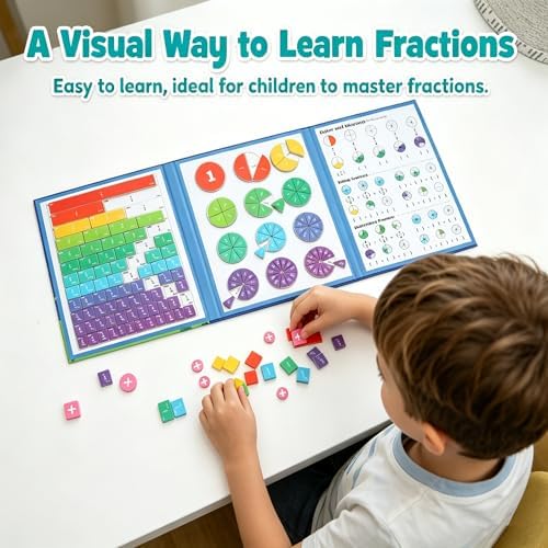 Magnetic Fraction Playbook, Magnetic Fraction Tiles Fraction Magnets for Elementary School Math Learning Toys for Kids Fraction manipulatives Magnetic Fraction Demonstration Book - Image 5