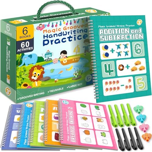 Magic Grooved Writing Practice Book for Kids Ages 3-8, Preschool Workbook by Loshuer