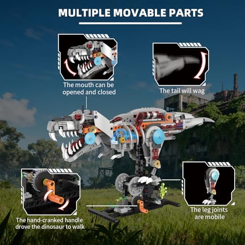 Mechanical T-Rex Dinosaur Building Set with Lights for Boys 8-14 - Image 3