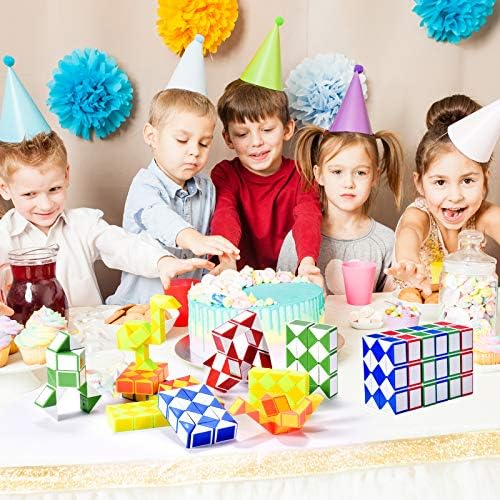Yellow Snake Puzzle Cubes for Kids Travel Toy 12 Pack - Image 5