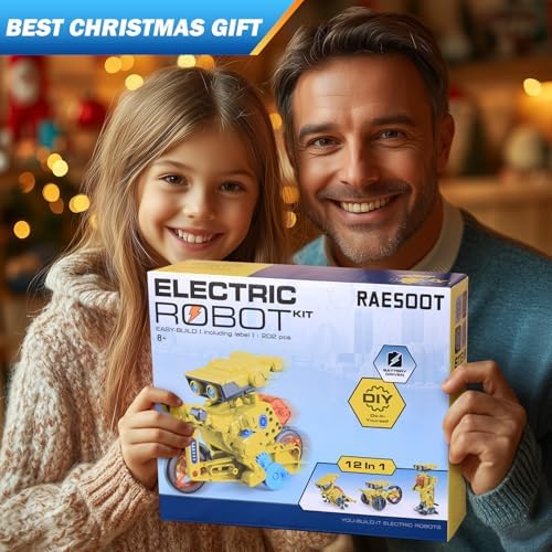 AESGOGO 12-in-1 Electric Robot Kit, STEM Projects Toys for Kids Age 8-12 Birthday Gifts, DIY Building Science Experiment Kit Battery Powered Education for Boys Girls Aged 8 9 10 11 12 13 14 Year Old - Image 3