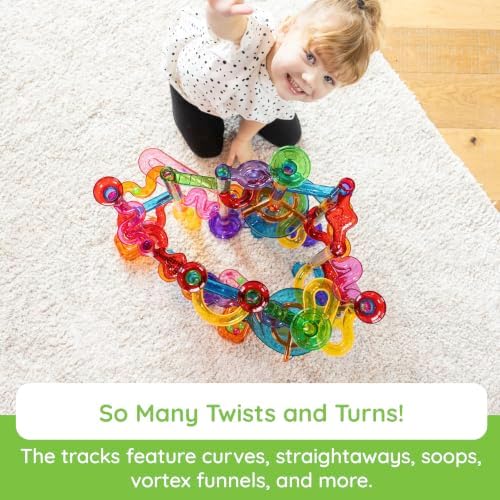 Fat Brain Toys Marble Run 200 Piece Set, Open-Ended Construction Set with Glow-in-the-Dark Marbles for Kids Ages 3+ - Image 5