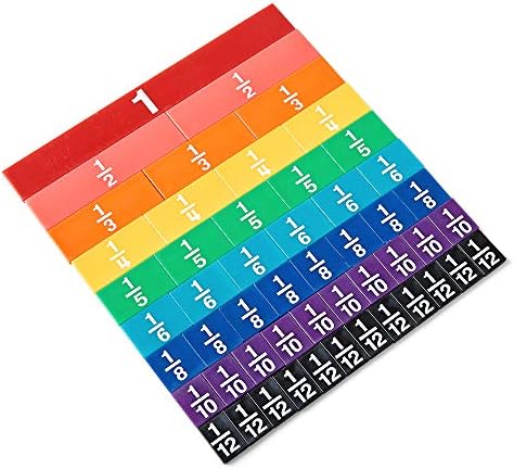 hand2mind Plastic Rainbow Fraction Tiles, Montessori Math Materials, Fraction Manipulatives, Unit Fraction, Fraction Bars Math Manipulatives, Fraction Games, Homeschool Supplies (Set of 51) - Image 4