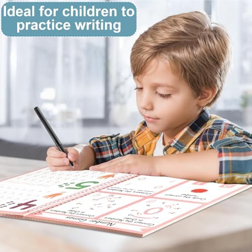 party greeting 6 Pieces Magic Grooved Writing Practice Copybook with Disappearing Ink Pens Reusable Grooved Handwriting Workbook Letter Tracing Books for Kids Kindergarten Preschool Supplies - Image 5