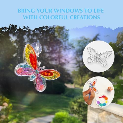 SunnyLifeStudios Butterfly Suncatcher Craft Kit for Kids – Stained Glass Window Art Kit with Activity Book & Paint Set | DIY Craft Gift Ages 8–12+ - Image 4