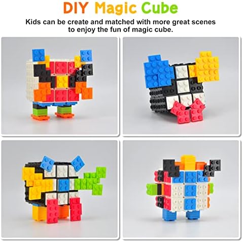 Speed Cube 3x3x3 Build-On Brick Cube with Building Blocks | Brain Teaser Magic Cube Puzzles, Creative Cube Toys for Beginners Adults & Kids (Black) - Image 4