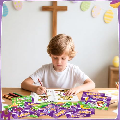 Bulk Easter Lent Activity Books, 24Pcs Mini Games Coloring Booklet for Kids - Image 2