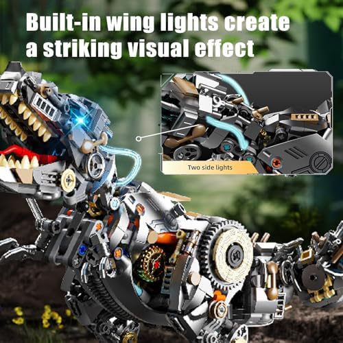Mechanical T-Rex Building Set with Light, Compatible with LEGO Set-1268pcs - Image 2