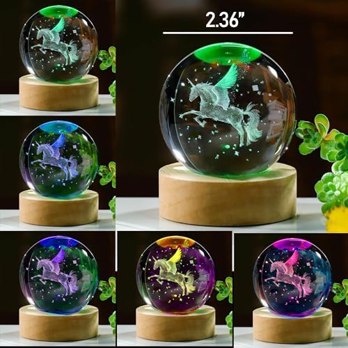 3D Unicorn Gifts for Women - Crystals Ball Unicorn Figurines Decor Glass Animals Figurine - Image 3