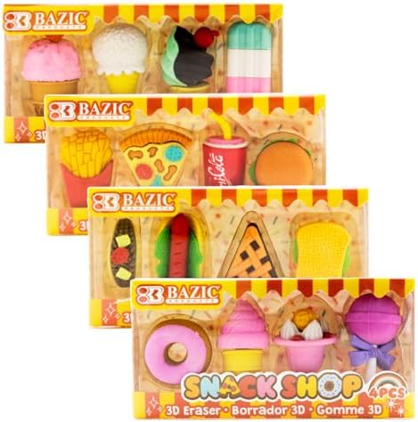 BAZIC Products Snack Shop 3D Puzzle Erasers, Non-Toxic, 4-Set by BAZICProducts