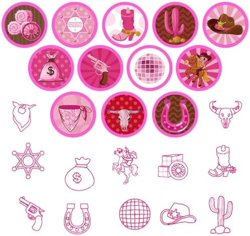 Cinrobiye 24 Pcs Pink Western Cowgirl Stampers Party Favor Set, Cute Cowboy Cowgirl Stamps for Kids Birthday Party, Classroom Rewards, Carnival Prizes, Goody Bag Fillers, Western Rodeo Party Supplies - Image 2
