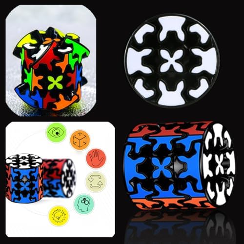 Gear Cube 3x3 with Three-Dimensional Gear Structure Magic Cube Black 3x3x3 Puzzles Toys Brain Teaser Puzzle Game Toy for Children and Adults (Style C) - Image 4