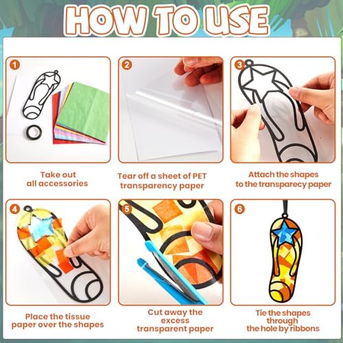 Qyeahkj 36Set Flip Flops Suncatchers Crafts Kit for Kids - Image 3
