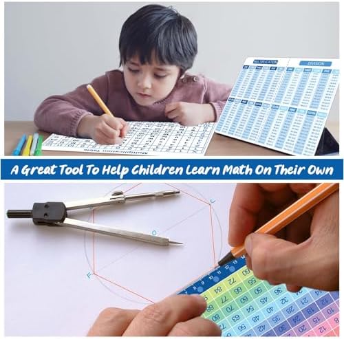 Multiplication Master Kit - 3 Pack Double Sided Dry Erase Math Whiteboards & Times Table Chart | 9"x12" Multiplication Division Boards + 8"x11" Multiplication Table | Classroom Homeschool Supplies - Image 6