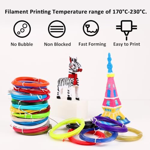 24 Assorted Colors 3D Pen Filament Refills PLA 1.75mm, Each Color 5 Meters (16 Feet), dikale 3D Printing Pen Filament Packs for Kids, Total 120 Meters- 250 Stencils eBooks - Image 6