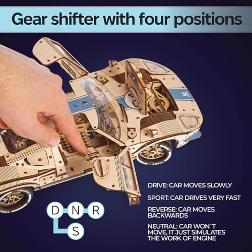 UGEARS UGT-24 Endurance Racer 3D Wooden Puzzles for Adults - DIY Model Car Kits 3D Puzzle, Mechanical Wooden Model Kits for Adults to Build, Wood Sports Car Racing Brain Teaser, Hobby Gift - Image 6