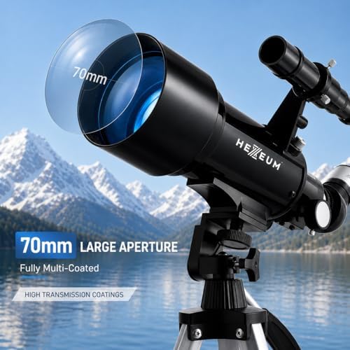 Koolpte Telescope for Kids, 70mm/500mm AZ Refractor for Beginners, Black - Image 2