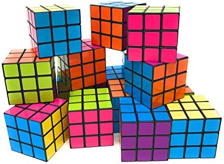 Bulk 24 Pack 3x3 Speed Puzzle Cubes - Classic Magic Brain Teasers, Party Favors, Classroom Prizes, Birthday Stocking Stuffers - Bright Colors, Beginner Friendly by Funiverse