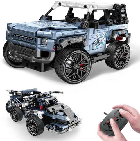 OWNONE 1 Off Road Pickup 4x4 Building Kit, 2 in 1 Stem Building Toy with Remote Control, Technique Race Car Building Toy for Kids, Birthday Gift Idea for Boys Ages 6+ (503 PCS) by OWNONE1