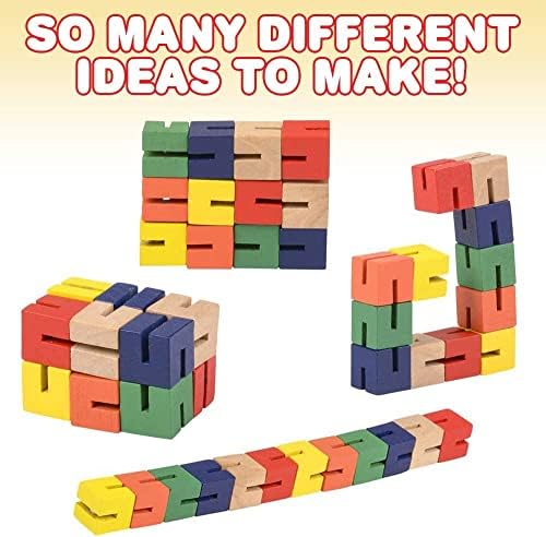Wooden Twist Cubes Puzzle Fidget Multi Colored Flexi Puzzle Stretch, Twist, and Lock Bending Brain Teaser Fidget Sensory Toys for Kids, Stocking Stuffer and Party Favors Finger Fidget (6 Fidgets) - Image 3