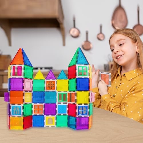 PicassoTiles 40pcs Magnetic Tiles Clip-in Window and Door Expansion Set, Magnetic Block Add-ons, Magnet Building Construction Toys, STEM Education Learning Block for Toddler Boys and Girls 3+ PTW40 - Image 2