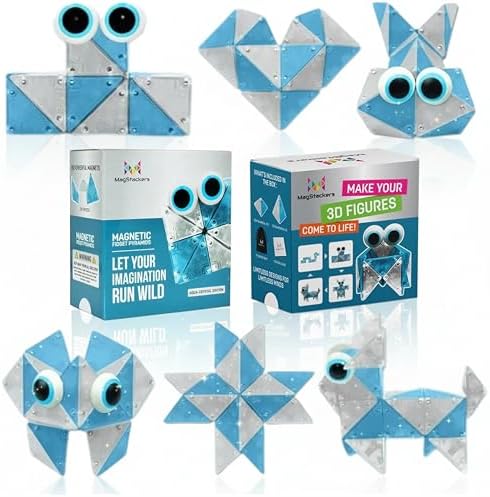 MagStackers Magnet Fidgets for Kids - 22 Pc Magnetic Tiles Toy Building Set with Tetrahedron and Tripyramidal Magnet Blocks for 5+ Years - Reduce Fidgeting and Create 1000+ Fun Creatures and Designs by HyperBlasters